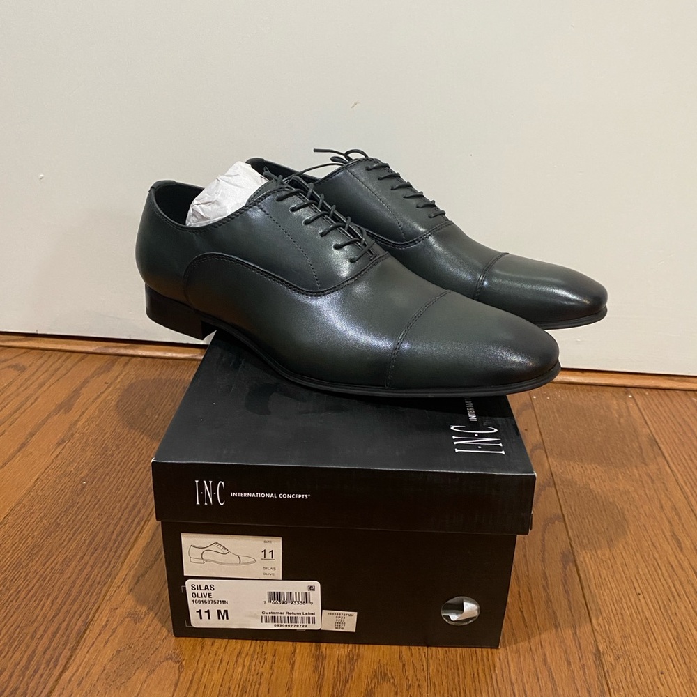 NEW W/ BOX Dark Olive Oxford Dress Shoes